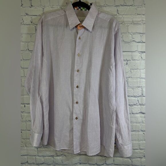 Unbranded Other - Jared Lang Lilac Luxury Classic Cotton Linen Flip Cuff Button Up Shirt L